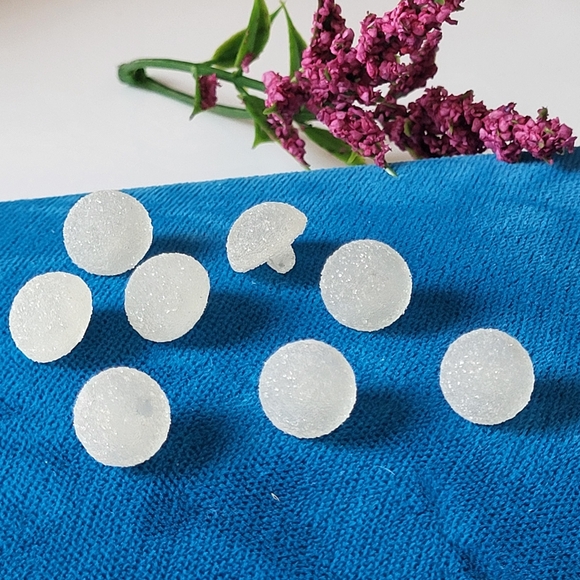 Vintage Round White Domed Plastic Shank Sugared Texture Sewing Buttons ~ 8pcs - Picture 8 of 13